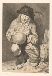 Jongen met een kruik voor een wijnvat