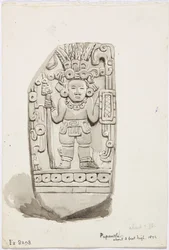 Een stenen standbeeld uit Papantla