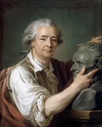 Augustin Pajou 1730-1809 beeldhouwt een buste van zijn leraar Lemoyne de Jongere, 1782