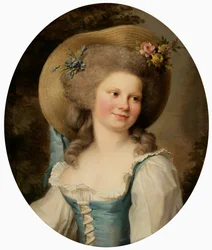 Madame Dugazon 1755-1821 als Babet in de komedie Blaise et Babet, ou la Suite des trois fermiers