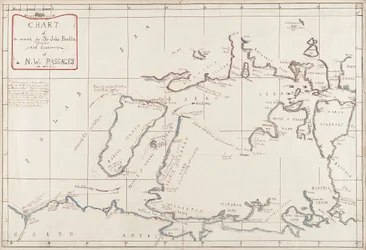 Kaart van de zoektocht naar Sir John Franklin en ontdekking van de Noordwestelijke Doorvaart
