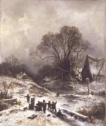 Kinderen die in de sneeuw spelen