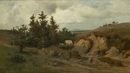 Landschap met een houten brug