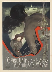 Reclameposter voor het Italiaanse verlichtingsbedrijf Cesare Urtis & Co. uit Turijn