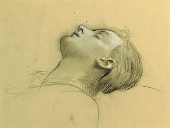 Studie van het hoofd van St. Cecilia, mogelijk voor "Ahasver"