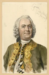 Portret van Carl Heinrich Graun, hofcomponist onder Frederik II, borstbeeld en face naar het schilderij van Andreas Möller, met aantekeningen