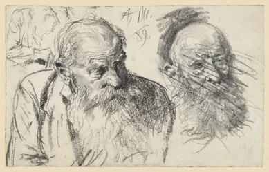 Busteportret van een oude bebaarde man en hoofd van een oude bebaarde man (verworpen)