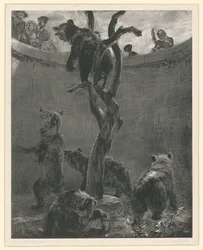 De berenkooi in de dierentuin. Blad 6 uit: Experimenten met penseel en schraapijzer, deel 1