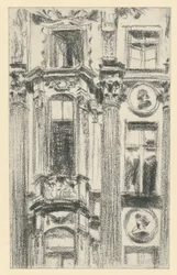 Detail van het middelste risaliet van het Palais du Saxe in Dresden