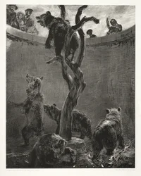 Proef op steen met penseel en schraper: de berenkuil, 1851