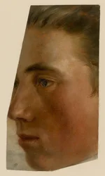 Het profiel van een man, naar links gekeerd