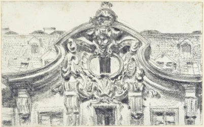 Gevel van het middelste uitspringende gedeelte van het Palais du Saxe in Dresden