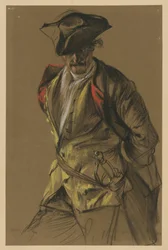 Modelstudie van prins Leopold van Anhalt-Dessau. Kniestuk naar links