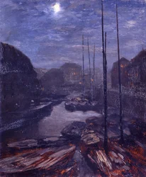 Maanlicht boven de Friedrichsgracht in het oude Berlijn