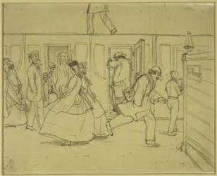Reizigers op het station („Voor heren“)