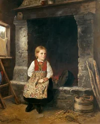 Het meisje bij de open haard