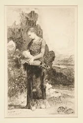 Dochter van Thracië met het hoofd van Orpheus