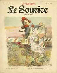 Illustratie van Adolphe dit Willette voor de omslag van Le Smile, nr. 28, 09/07/14 - De steek in de rug - Nationalisme, Franse Revolutie, Oorlog van 14-18, Fronten - Marianne