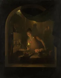 Keuken bij Lamplicht