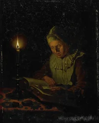 Oude vrouw die leest