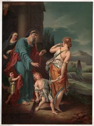 Abraham en Hagar (lithografie)