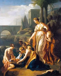 Mozes gered uit het water, door Adriaen van der Werff, olieverf op paneel