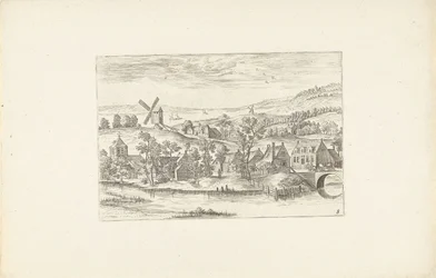 Landschap met een rivier en een windmolen