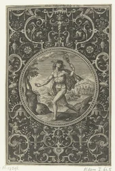 Medaillon waarin Mercurius met zijn staf in zijn hand
