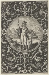 Minerva in een Decoratief Kader met Grotesken, uit het Oordeel van Paris