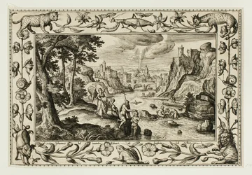 De doop van Christus, uit Landschappen met scènes uit het Oude en Nieuwe Testament en Jachtscènes