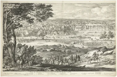Gezicht op het kasteel van Fontainebleau (linkerblad)