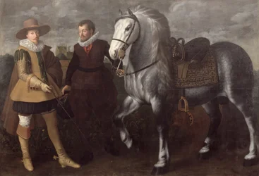 Portret van een Heer met Zijn Paard en Knecht, 1624