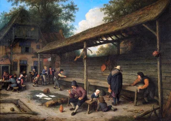 Binnenplaats van een Herberg met een Potspel