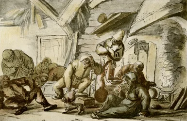 Dronken boeren in een taverne