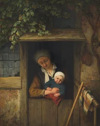 Moeder met kind aan de deur