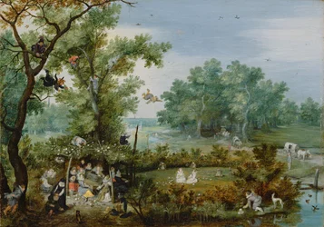 Een vrolijk gezelschap in een prieel, 1615