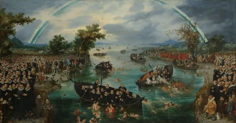 De zielenvisserij: allegorie op de ijverzucht van de verschillende religies tijdens het Twaalfjarig Bestand tussen de Nederlandse Republiek en Spanje