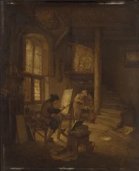Schilder in zijn atelier