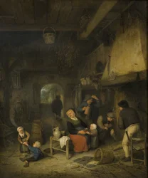 Boerenfamilie in een herberg