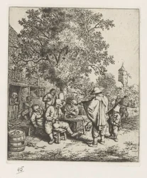 Vioolspeler en een jonge lierdraaier