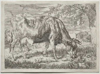 Koe en Twee Schapen aan de Voet van een Boom