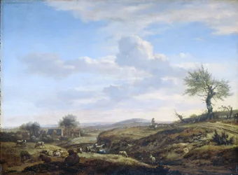 Heuvelachtig landschap met een hoge weg