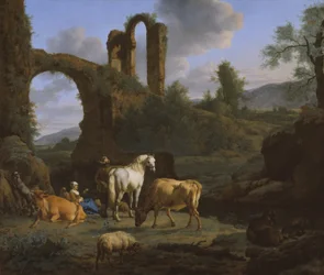 Pastoraal landschap met ruïnes, 1664