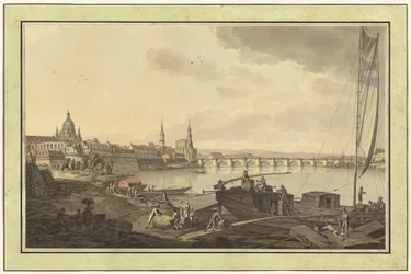 Dresden vanaf de oevers van de Elbe