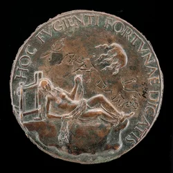 Vrouwelijke figuur die een teugel vasthoudt [achterkant], waarschijnlijk na 1502