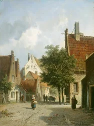 Amsterdam Street Scene (oil on wood)