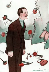 Cartoon van de Franse komiek Victor Boucher (1877-1942) - Tekening door Adrien Barrere (1877-1931) uit Fantasio