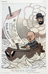 Cartoon over de Duitse kanselier Gustav Stresemann (1878-1929) en de devaluatie van de Mark - Illustratie door Adrien Barrere (1877-1931) in 