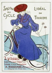 Beurs van de fiets, het ideaal van toerisme. Reclame voor de fietsen van A. Brossard, gouden medaille in Macon in 1903. Illustratie van Barrere uit het begin van de 20e eeuw.