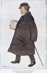 Portret van Georges Courteline. Tekening door Barrère - in Fantasio, februari 1922.